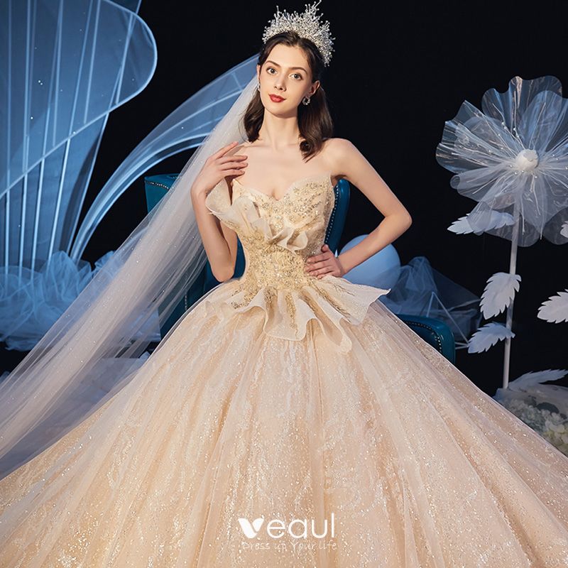 beautiful champagne wedding dresses