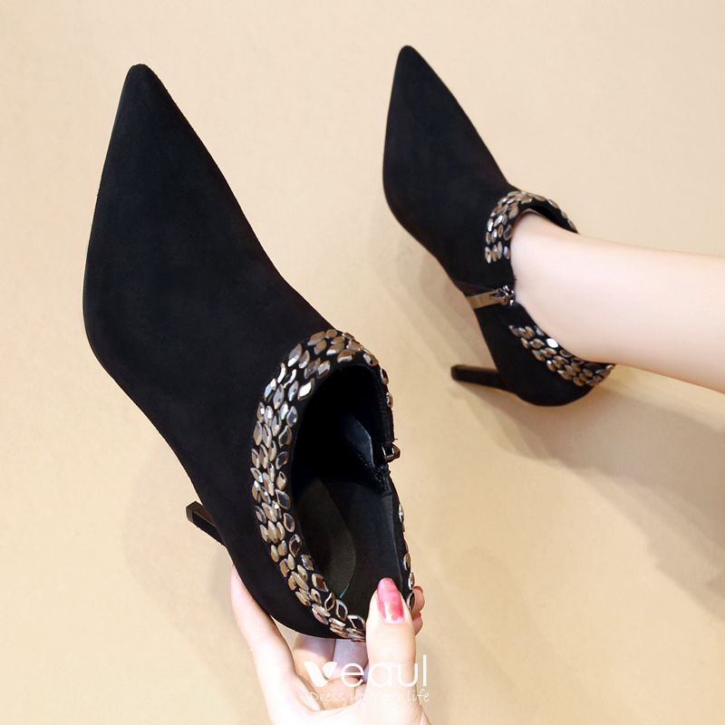 suede pointed toe booties