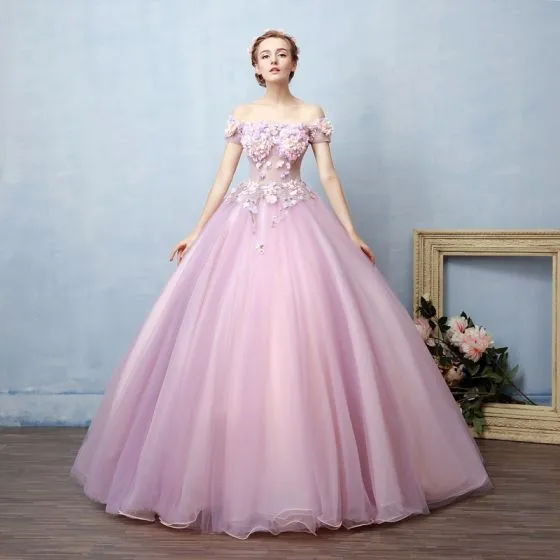 Illusion Blushing Pink See-through Prom Dresses 2019 Ball Gown Off-The ...