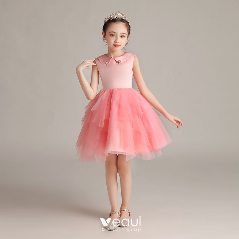 Chic / Beautiful Watermelon Birthday Flower Girl Dresses 2020 Ball Gown ...