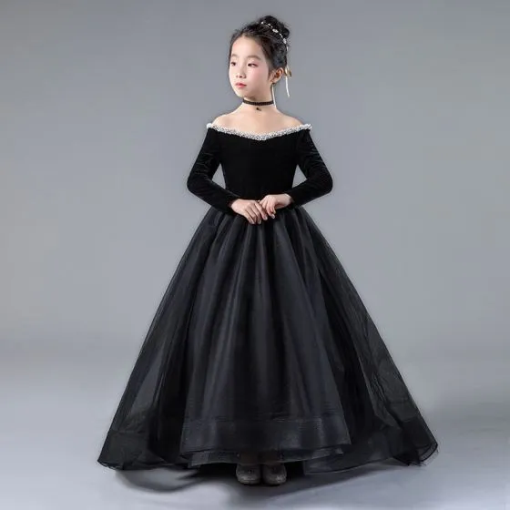 Chic / Beautiful Black Birthday Flower Girl Dresses 2020 A-Line ...