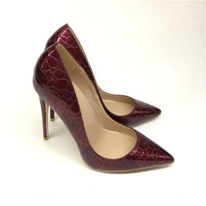 Classy Burgundy Evening Party Pumps 2019 Patent Leather 12 cm