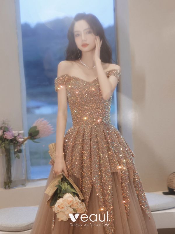 EAGLELY Bling Bling Sequins Glitter Evening Dress Formal Event