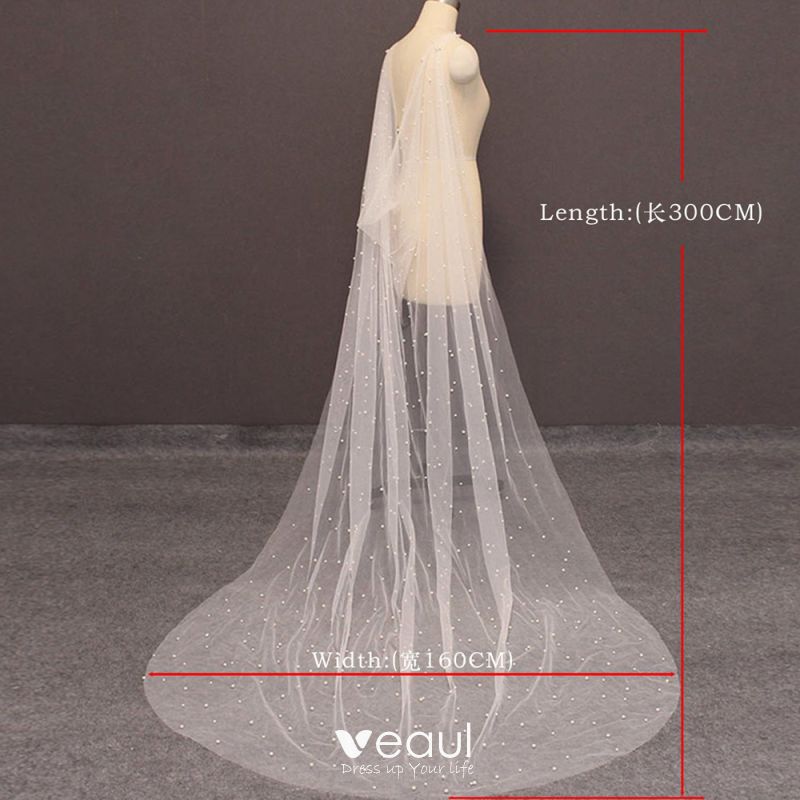 2019 The Most Beautiful Wedding Veil 300CM White Long Cathedral