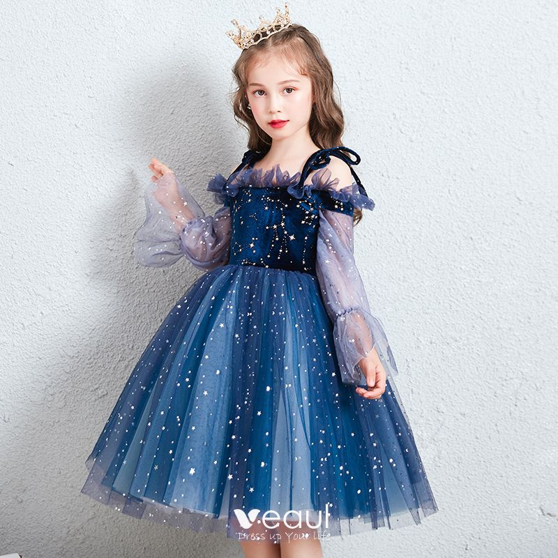 Chic / Beautiful Royal Blue Birthday Flower Girl Dresses 2020 Ball Gown ...