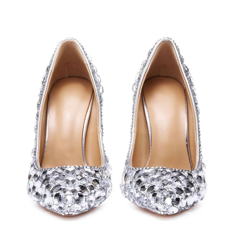 Charming Silver Wedding Shoes 2020 Rhinestone 11 cm Stiletto Heels ...