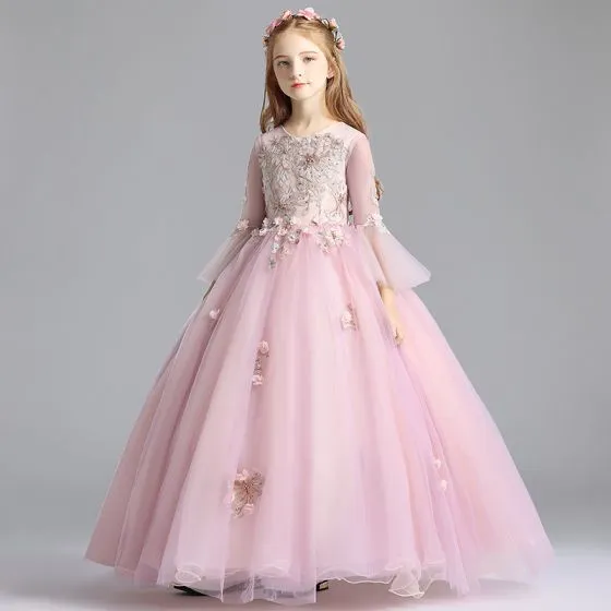 Elegant Blushing Pink Flower Girl Dresses 2019 A-Line / Princess Scoop ...