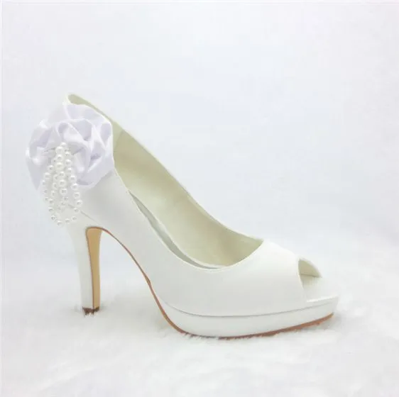 white closed toe wedding shoes