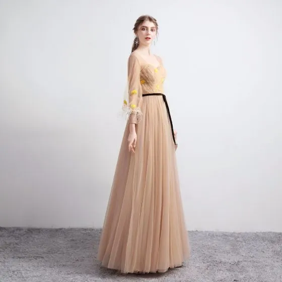 khaki evening gown