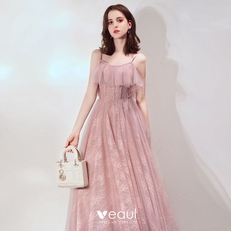 Chic / Beautiful Blushing Pink Prom Dresses 2019 A-Line / Princess ...