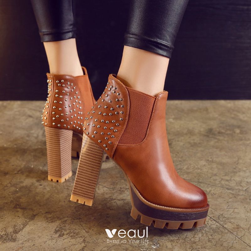 tan thick heels