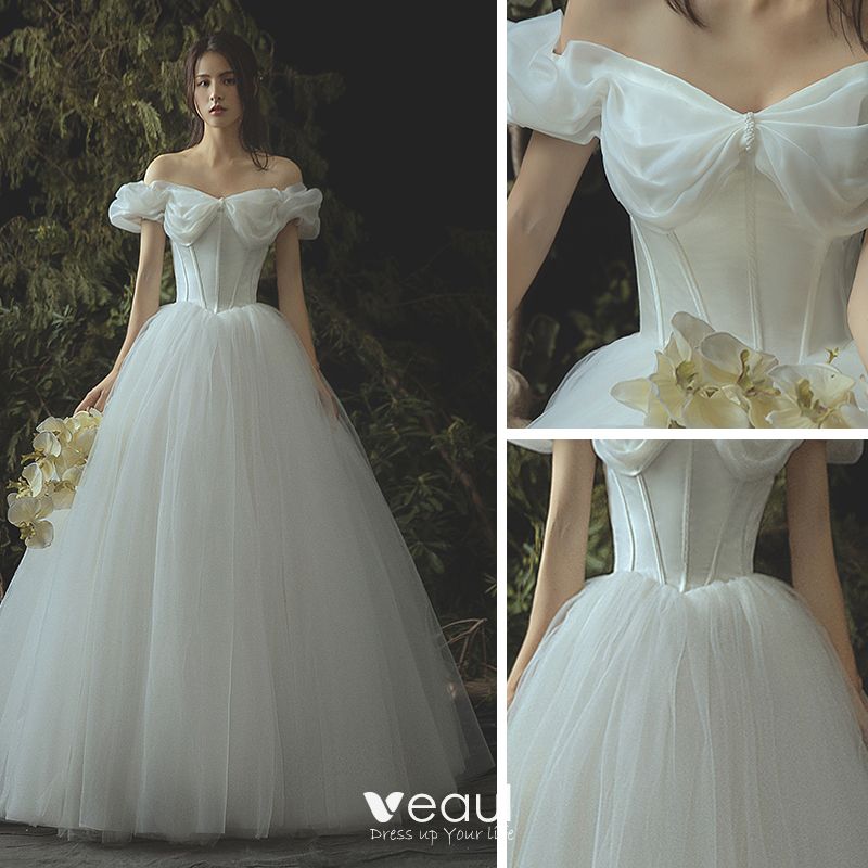 Elegant Ivory Corset Wedding Dresses 2019 A-Line / Princess Off-The ...