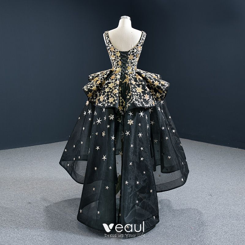 Vintage / Retro Quinceañera Black Prom Dresses 2020 Ball Gown Square ...