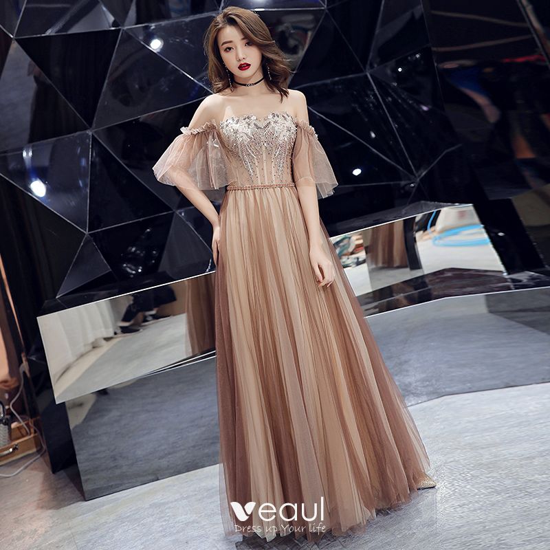 champagne long formal dress