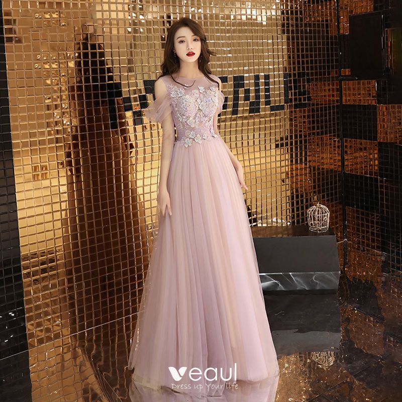 Romantic See-through Lilac Evening Dresses 2019 A-Line / Princess Scoop ...