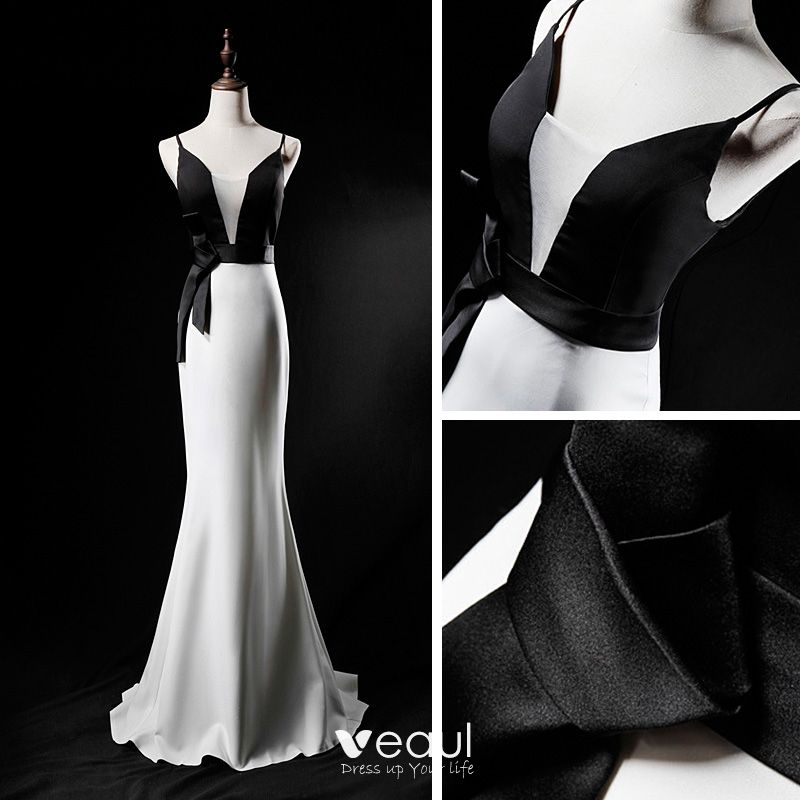 black and white v neck dress