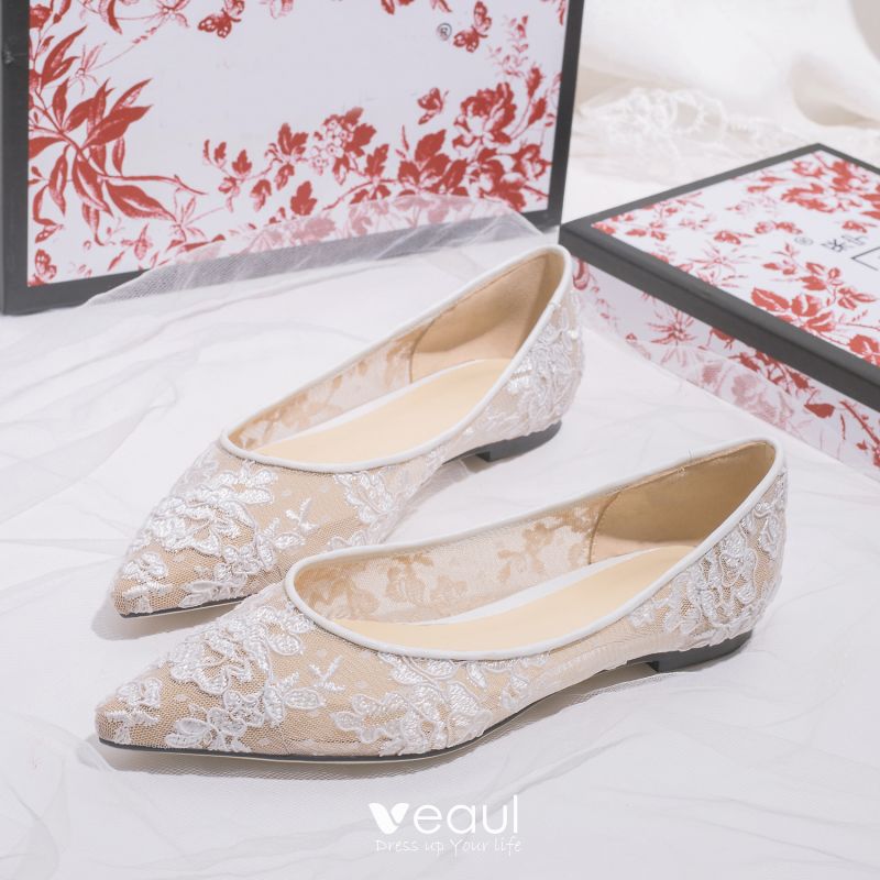 ivory lace flat wedding shoes