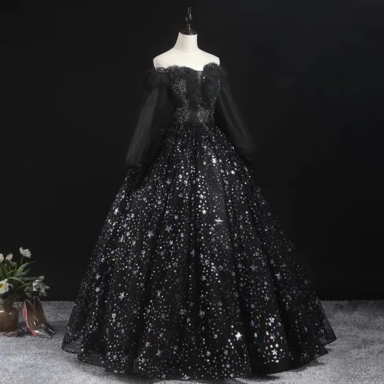 Victorian Style Black Prom Dresses 2020 Ball Gown Off-The-Shoulder ...