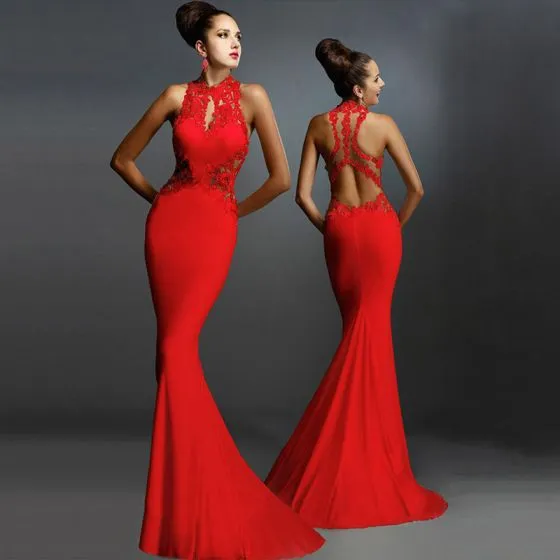 high neck backless maxi dress