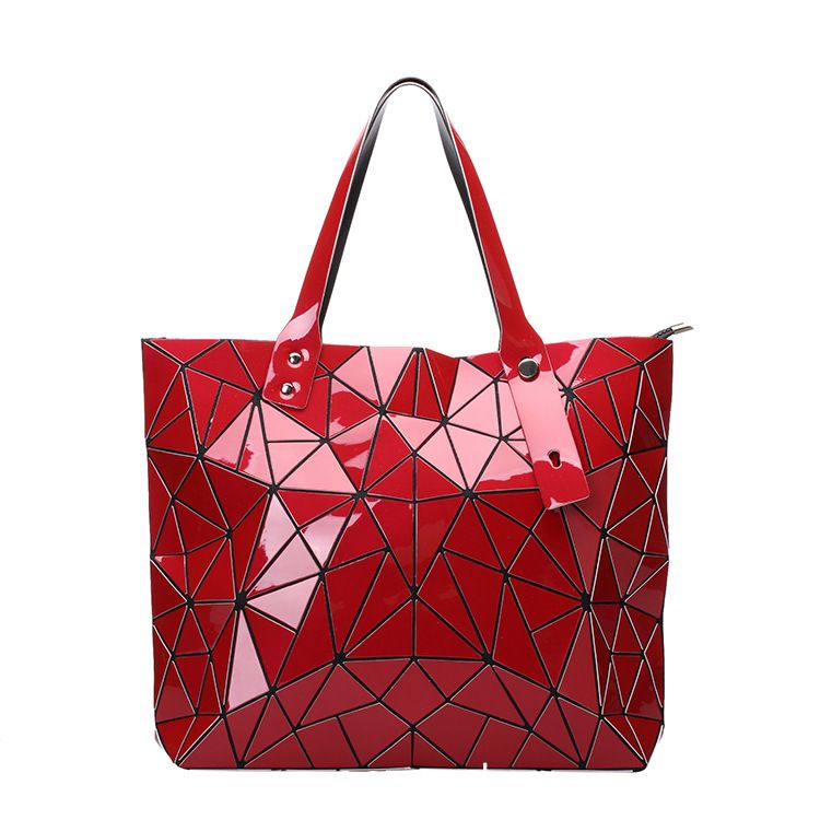 PU Shoulder Tote Bag Geometric Pattern