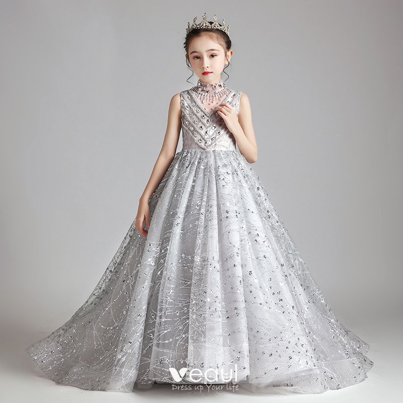 gray flower girl dresses