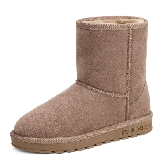 Modest Simple Womens Boots 2018 Khaki Leather Mid Calf Suede Modest Simple Womens Boots 2018 Khaki Leather Mid Calf Suede Casual Winter Flat Snow 560x560 Jpg