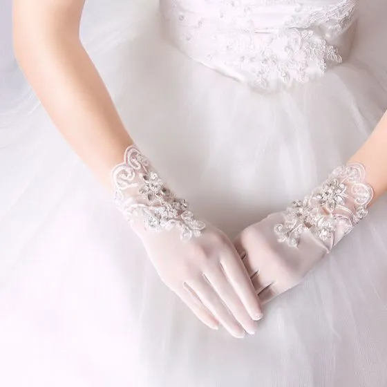 white bridal gloves