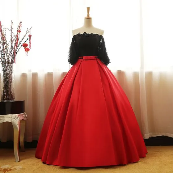 Red And Black Gown With Sleeves on Sale ...