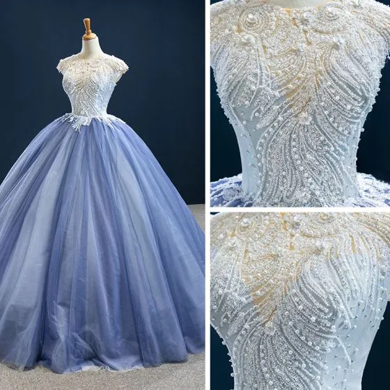 ocean blue ball gown