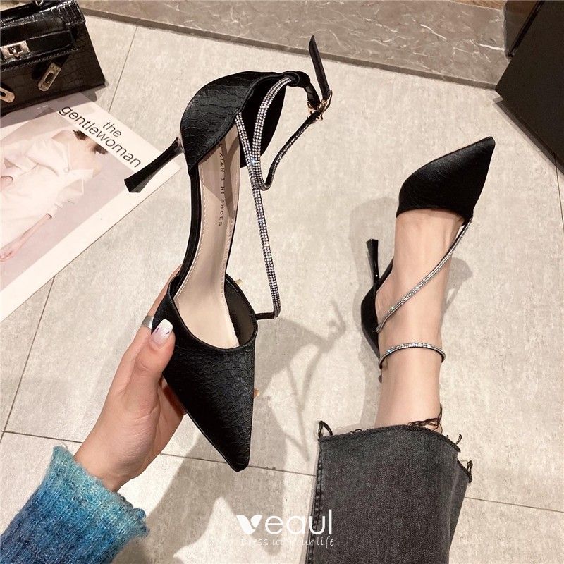 Ladies Stiletto High Heel Shoes Women's Pointed Toe Ankle Strap Sandals NEW 