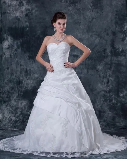Satin Strapless Sweetheart Ball Gown Wedding Dress