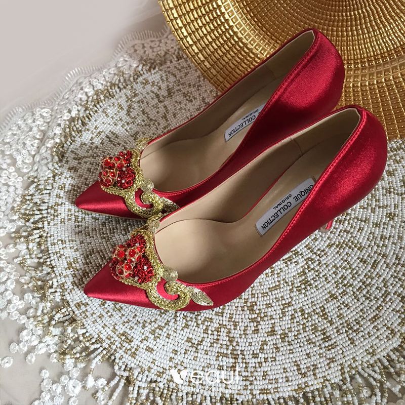 burgundy and gold wedding shoes
