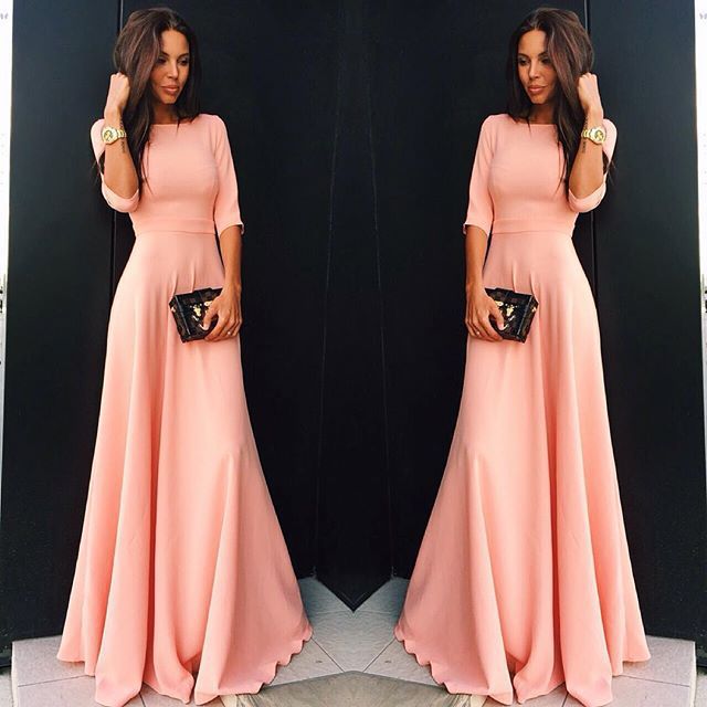 Simple Pearl Pink Casual Maxi Dresses 