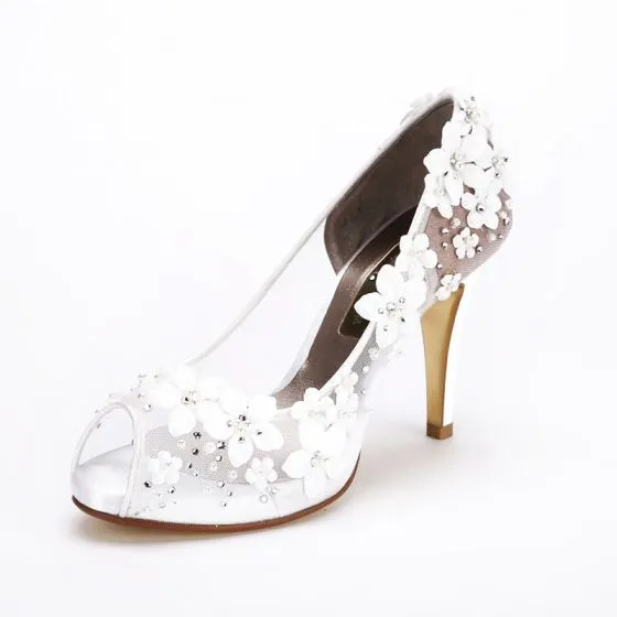 Lovely White Flower Wedding Shoes 2017 