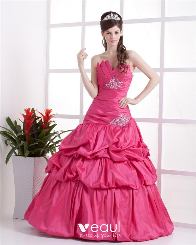 Ball Gown Satin Ruffle Beading Floor Length Quinceanera Prom Dress