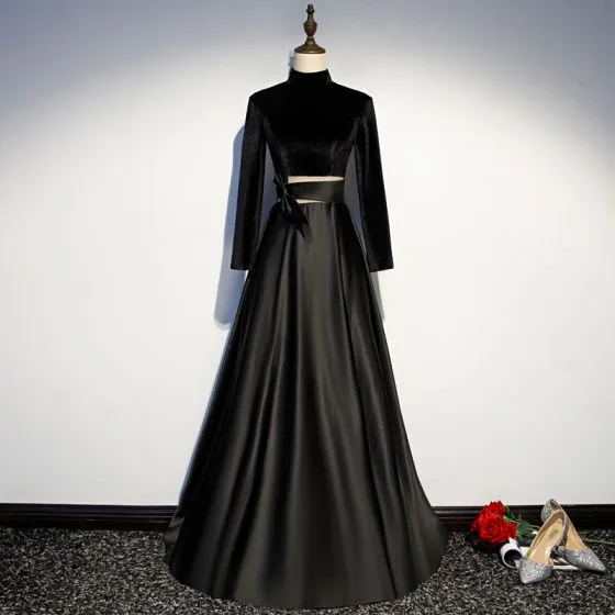 Vintage / Retro Black Evening Dresses 2019 A-Line / Princess High Neck ...