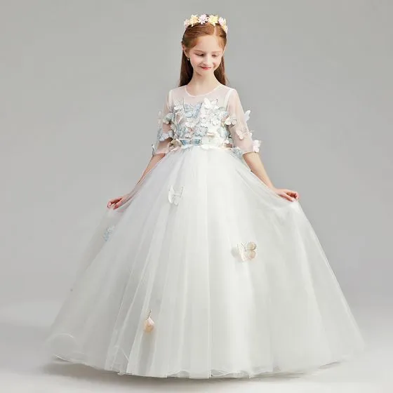Romantic Ivory See-through Flower Girl Dresses 2019 A-Line / Princess ...