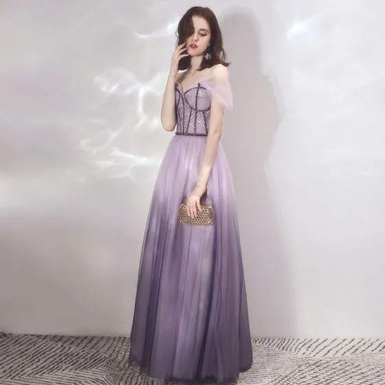 Chic / Beautiful Lavender Gradient-Color Purple Evening Dresses 2019 A ...