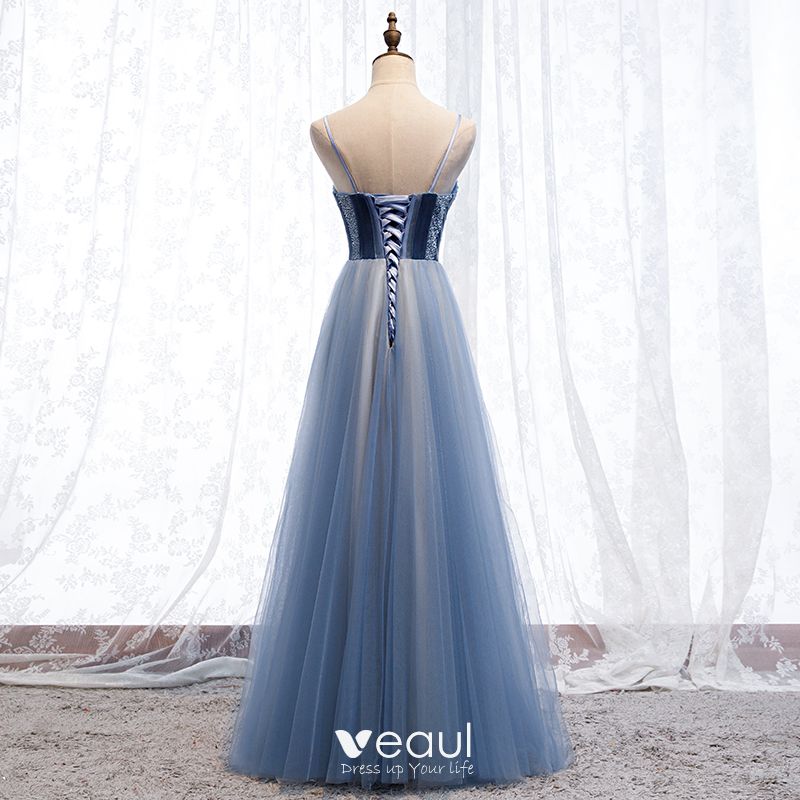 Chic / Beautiful Ocean Blue Evening Dresses 2019 A-Line / Princess ...