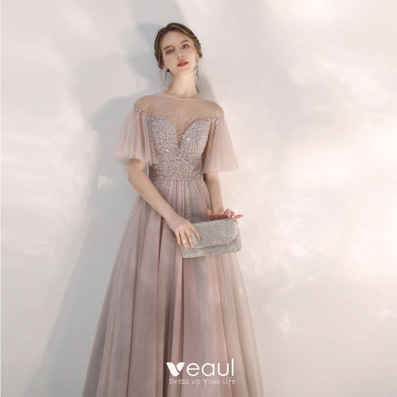 Elegant Blushing Pink Evening Dresses 2020 A-Line / Princess See ...