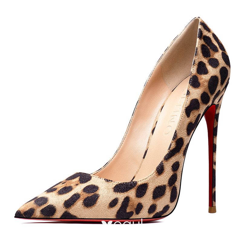 Women Heels Leopard Patent Leather Pumps Pointed Toe Stiletto Ultra High Heel Sexy Ladies Party Shoes White Leopard 12cm / 5