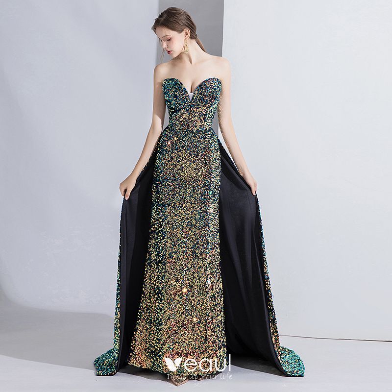 evening dress with train