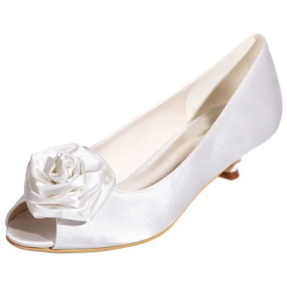 peep toe wedding shoes low heel