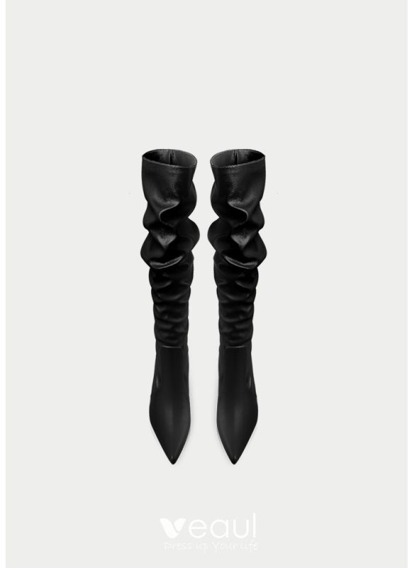 Fashion Black Street Wear Leather Womens Boots 2024 8 Cm Stiletto Heels   Fashion Black Street Wear Leather Womens Boots 2024 8 Cm Stiletto Heels Pointed Toe Boots 800x800 