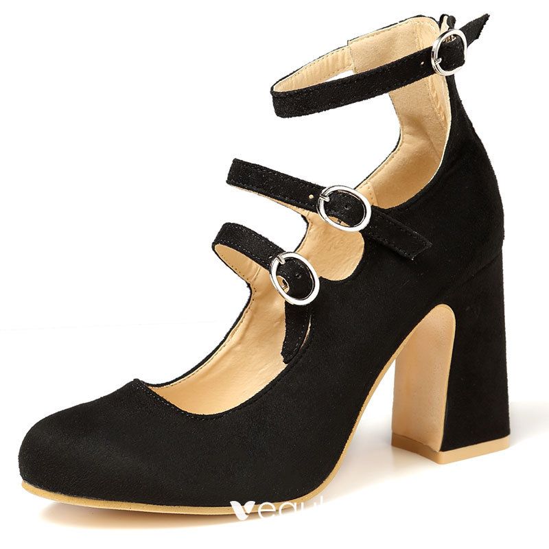 Modest / Simple Black Casual Womens Shoes 2022 Ankle Strap 8 cm