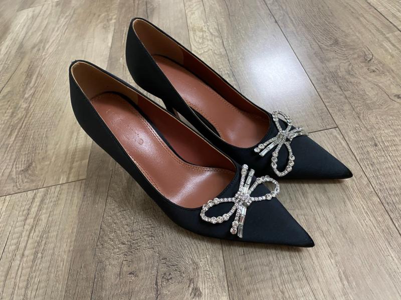 Chic / Beautiful Black Evening Party Rhinestone Bow Pumps 2021 Leather ...