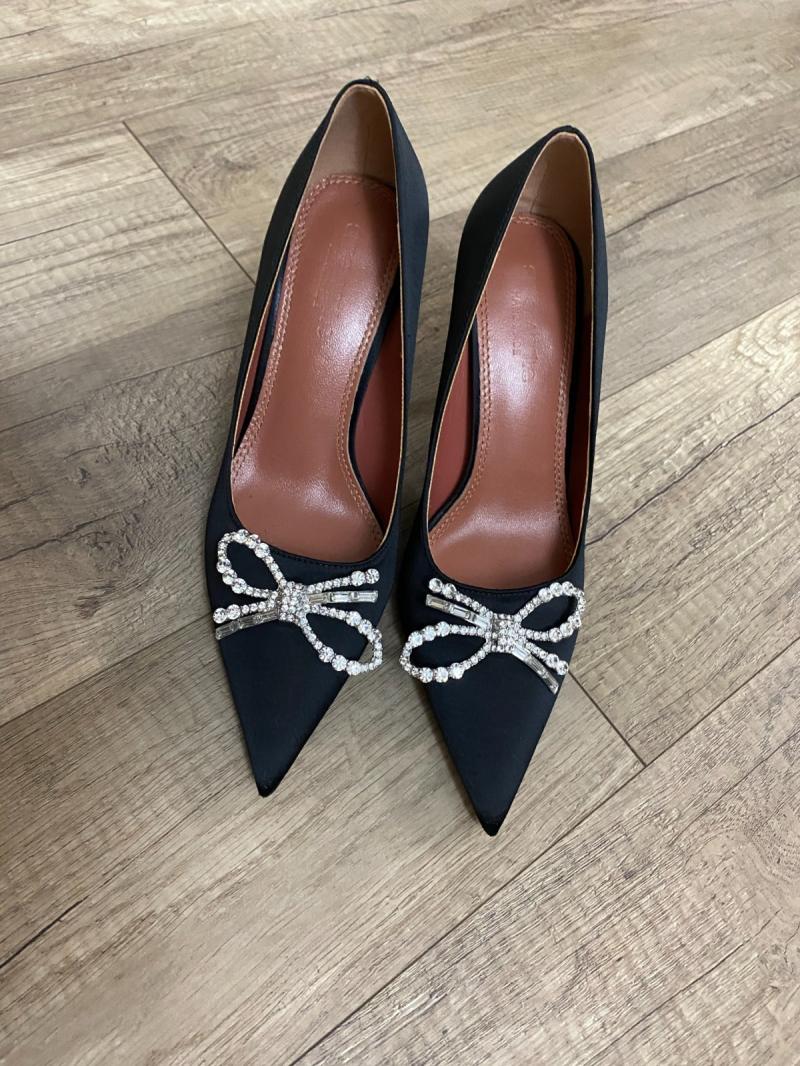 Chic / Beautiful Black Evening Party Rhinestone Bow Pumps 2021 Leather ...