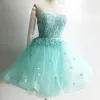Sexy Grey Cocktail Dresses 2018 Ball Gown Lace Appliques Pearl Sash Sweetheart Backless Short Sleeveless Formal Dresses