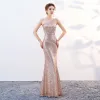 Sparkly Bling Bling Gold Floor-Length / Long Evening Dresses  2018 Trumpet / Mermaid Zipper Up Beading Sequins Evening Party Formal Dresses