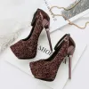 Sparkly Red 2018 14 cm High Heels Evening Party Ankle Strap Beading Glitter Sequins Pointed Toe Stiletto Heels Womens Shoes
